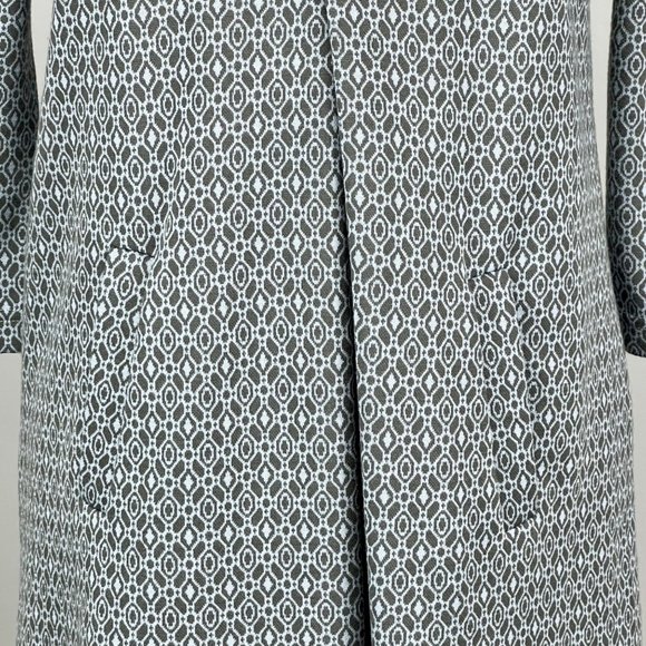 Tyler Boe Cindy Dress Inverted Pleat Blue Gray Geo Print Pockets Medium - Picture 3 of 12